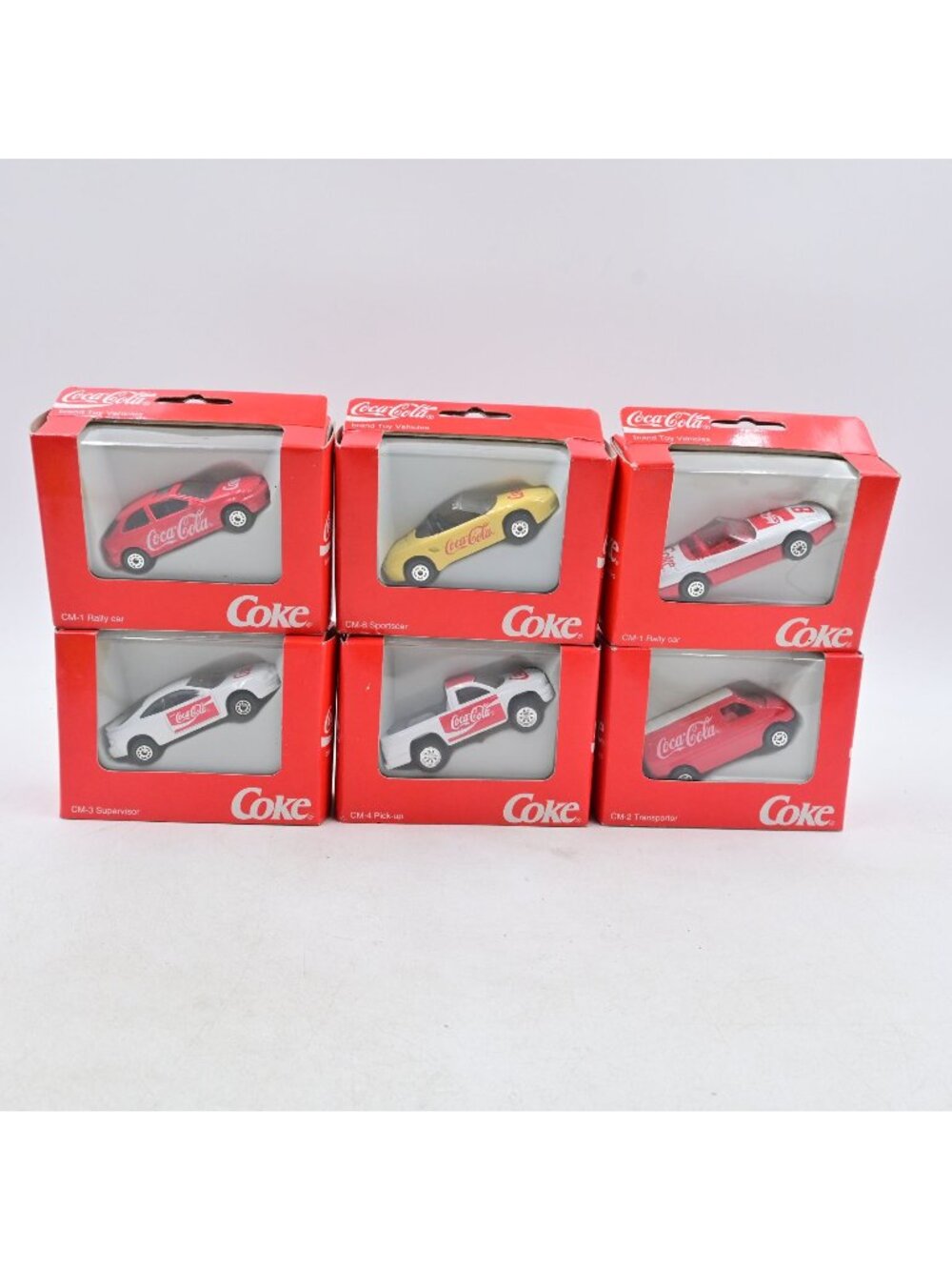 Coca-Cola Die Cast Toy Cars Set Of 6 CM Series In Original Boxes Vintage 1990s